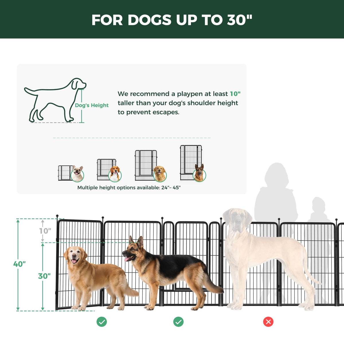 FXW Instant Dog Playpen with RV Step Grid for RV Camping, 40"H, 32 Panels