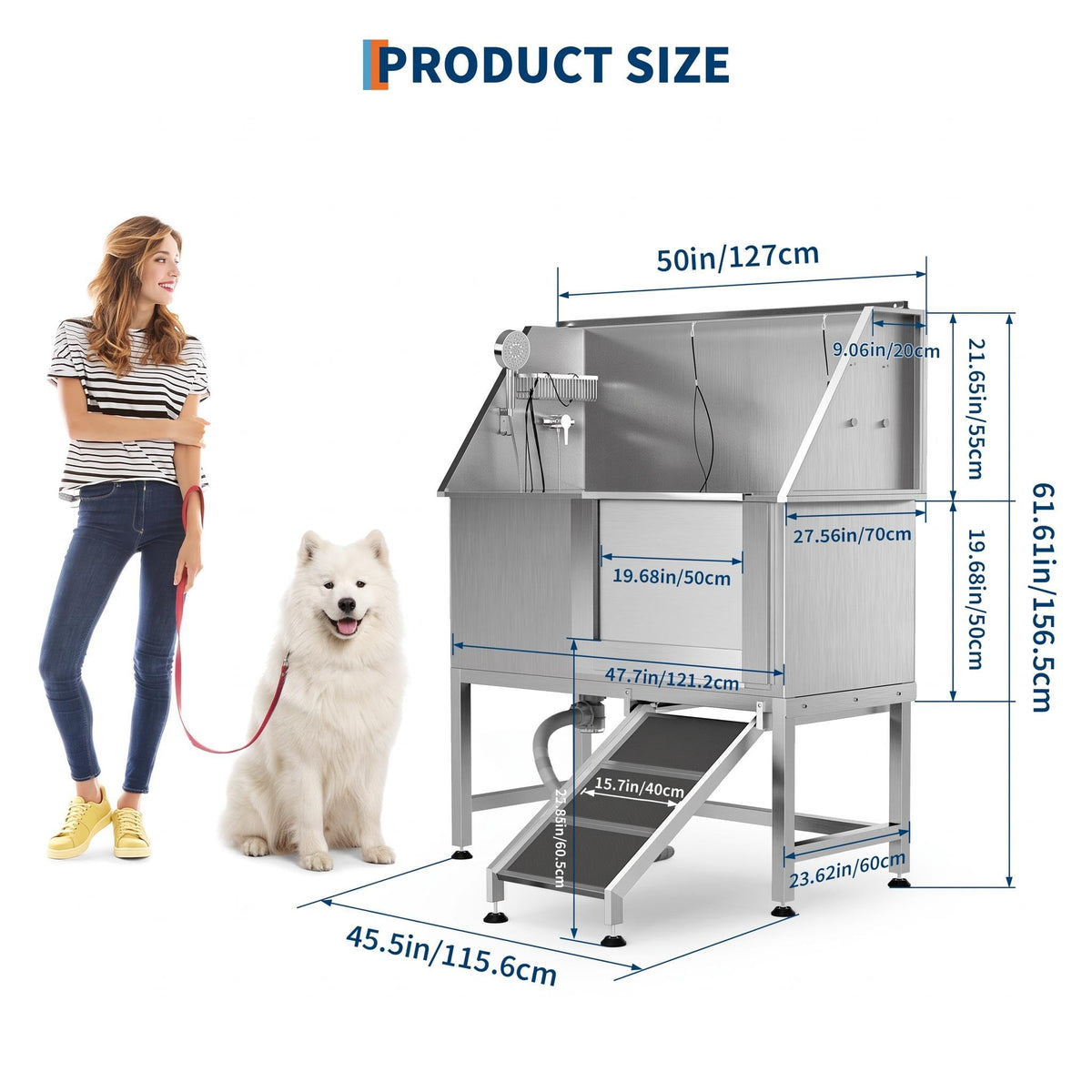 MAXSA 50" Stainless Steel Professional Dog Washing Station