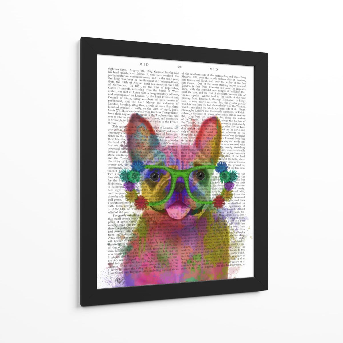 Canvas Lab | Rainbow Splash French Bulldog, Portrait by Fab Funky | 30 x 40 in | Canvas Print Wall Art | Animals, Dogs, Nature, Whimsical | Wall Decor for Bedroom, Living Room or Office