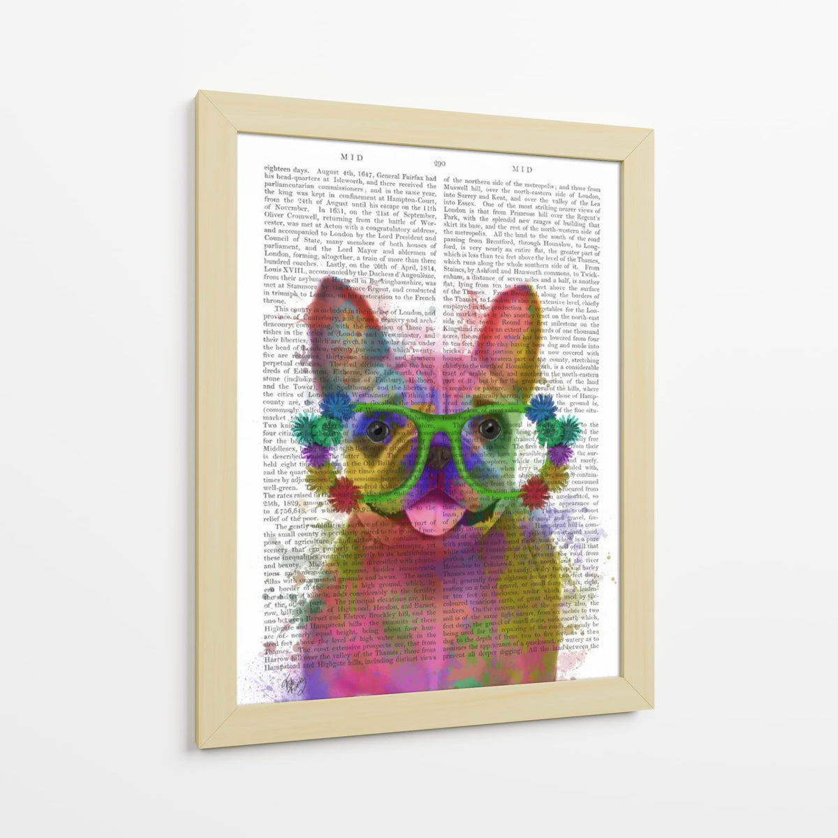 Canvas Lab | Rainbow Splash French Bulldog, Portrait by Fab Funky | 30 x 40 in | Canvas Print Wall Art | Animals, Dogs, Nature, Whimsical | Wall Decor for Bedroom, Living Room or Office
