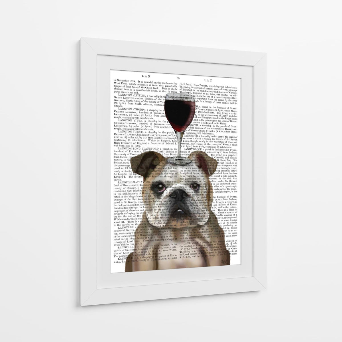 Canvas Lab | Dog Au Vin, English Bulldog by Fab Funky | 30 x 40 in | Canvas Print Wall Art | Animals, Dogs, Nature, Whimsical | Wall Decor for Bedroom, Living Room or Office