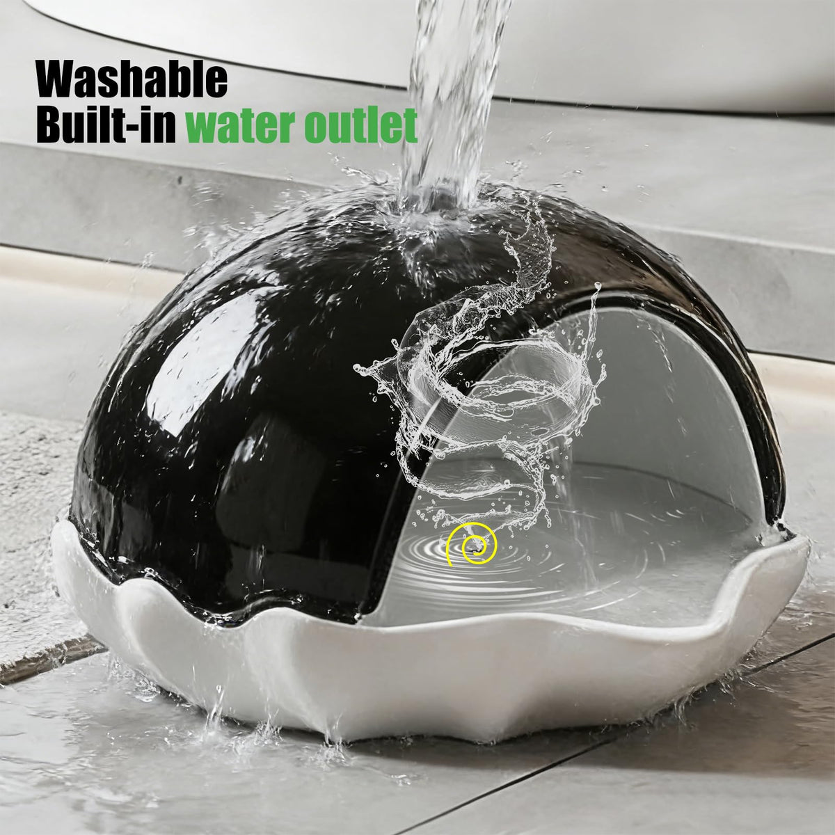 Dog House for Indoor and Outdoor Use, Shell-Shape, Black and White, Heavy Duty, Washable, Odor-Free (Large)