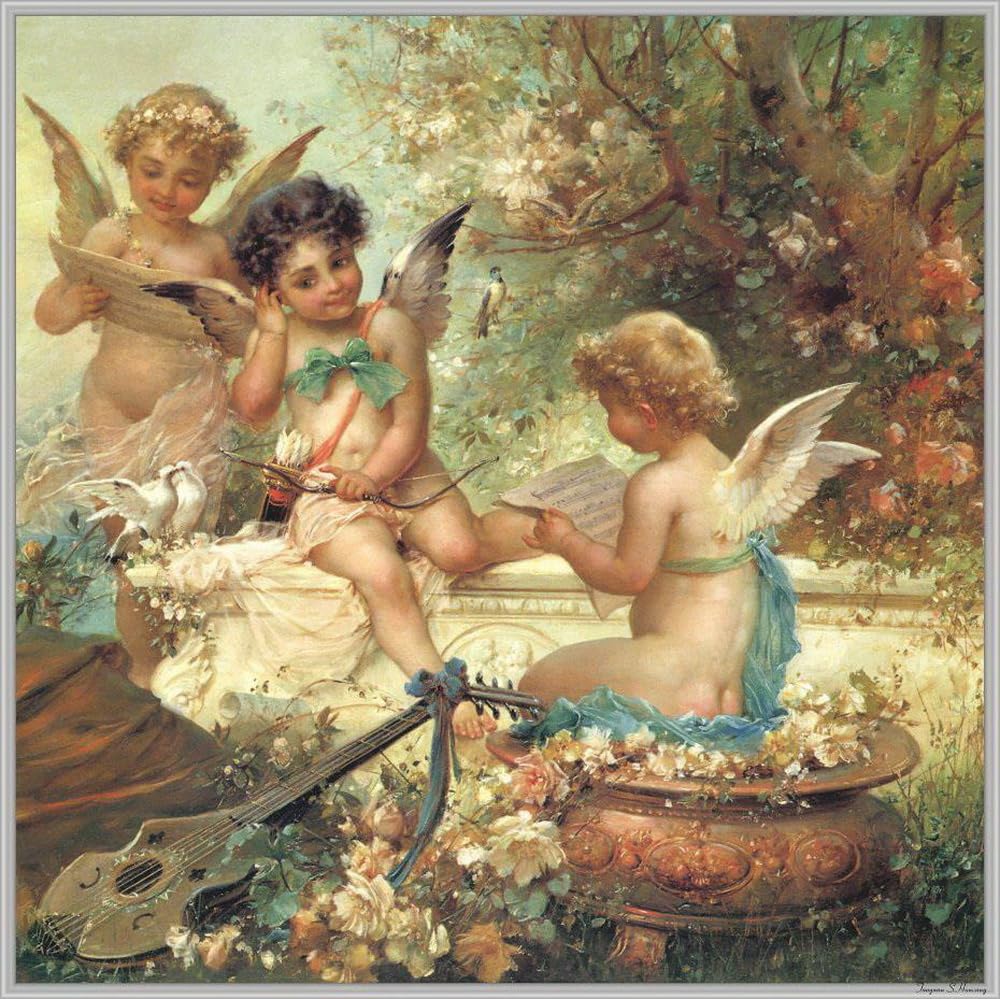 Toperfect Oil Painting Handmade $50-$2000 by College Teachers - 27 Zatzka Wall Art - Obedience Hans Zatzka girls and puppy dog rural - Famous Painting on Canvas -Size2