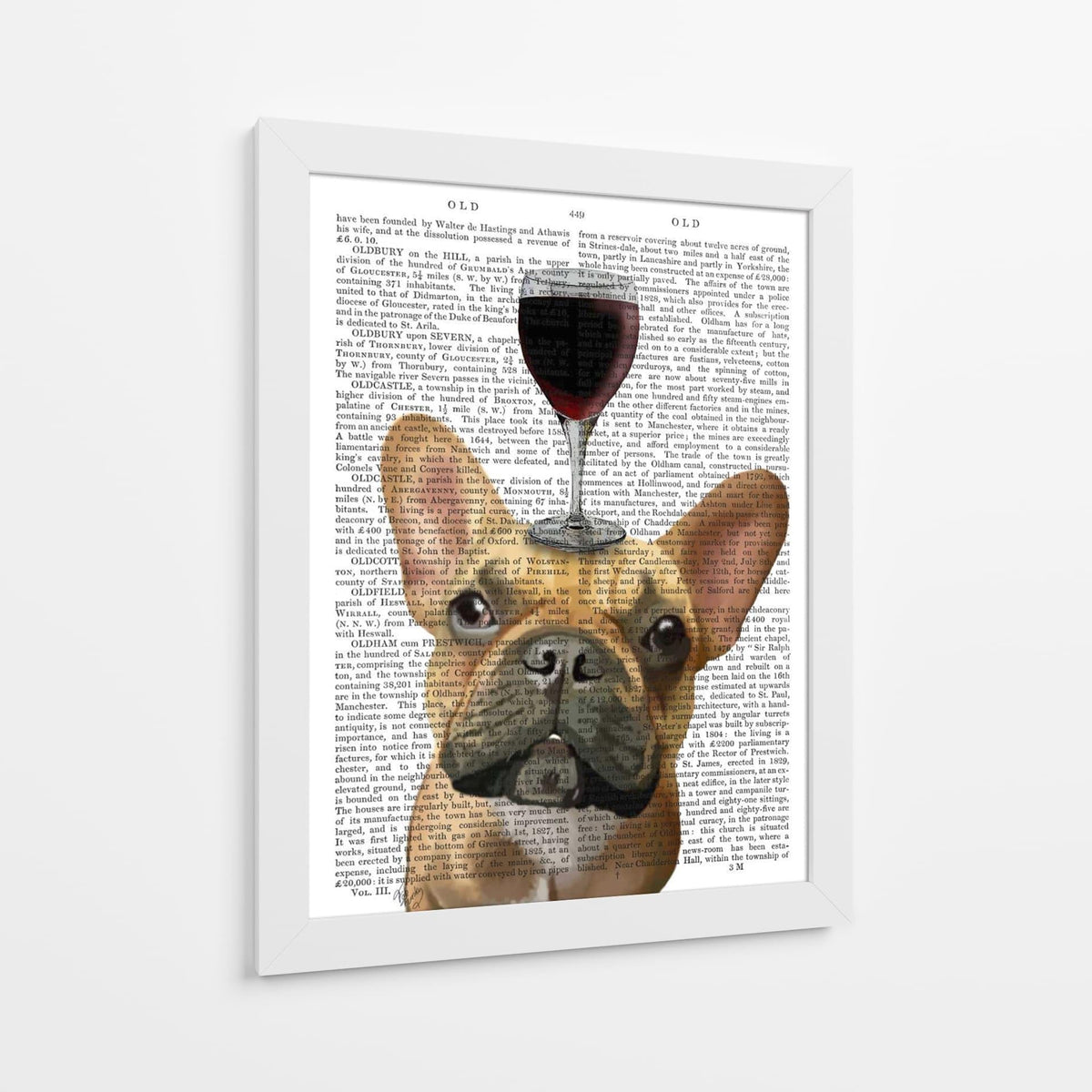 Canvas Lab | Dog Au Vin, French Bulldog by Fab Funky | 30 x 40 in | Canvas Print Wall Art | Animals, Dogs, Nature, Whimsical | Wall Decor for Bedroom, Living Room or Office