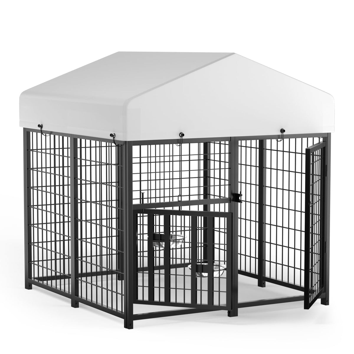 LOVMOR 16' x 10' Outdoor Dog Kennel with Roof for Large Dogs