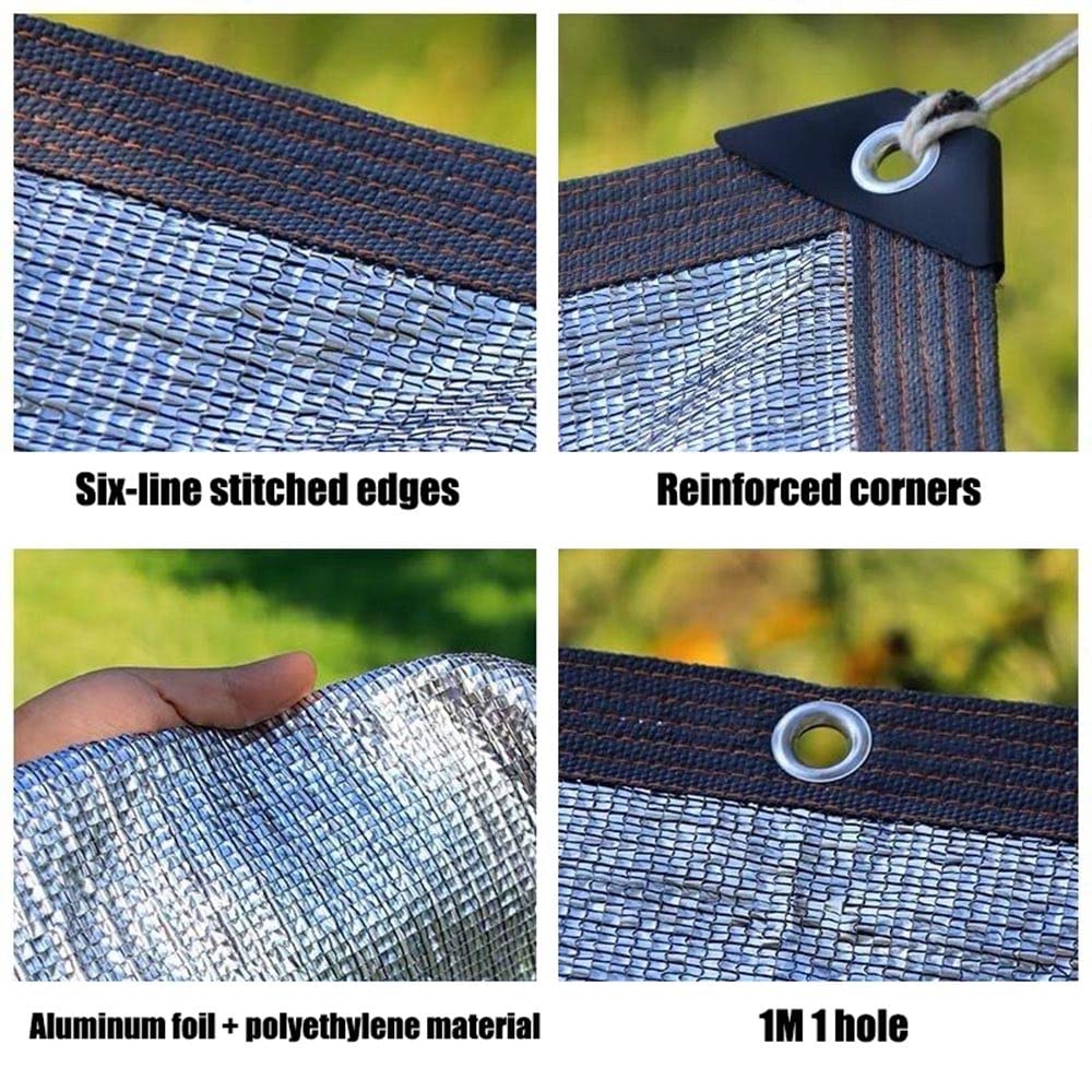 Aluminet Shade Net for Dogs & Greenhouses 99% UV Protection Grommet Design Heat Resistant Versatile Canopy for Car Balcony & Garden (Sizes: 1x2m to 6x8m)