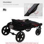 1-Click Foldable Doggy Stroller for Medium Large Dogs, Pet Stroller with Storage, Smooth Ride with Shock Absorption, Mesh Window, Safety Leash, Big Dog Walking Stroller, Black