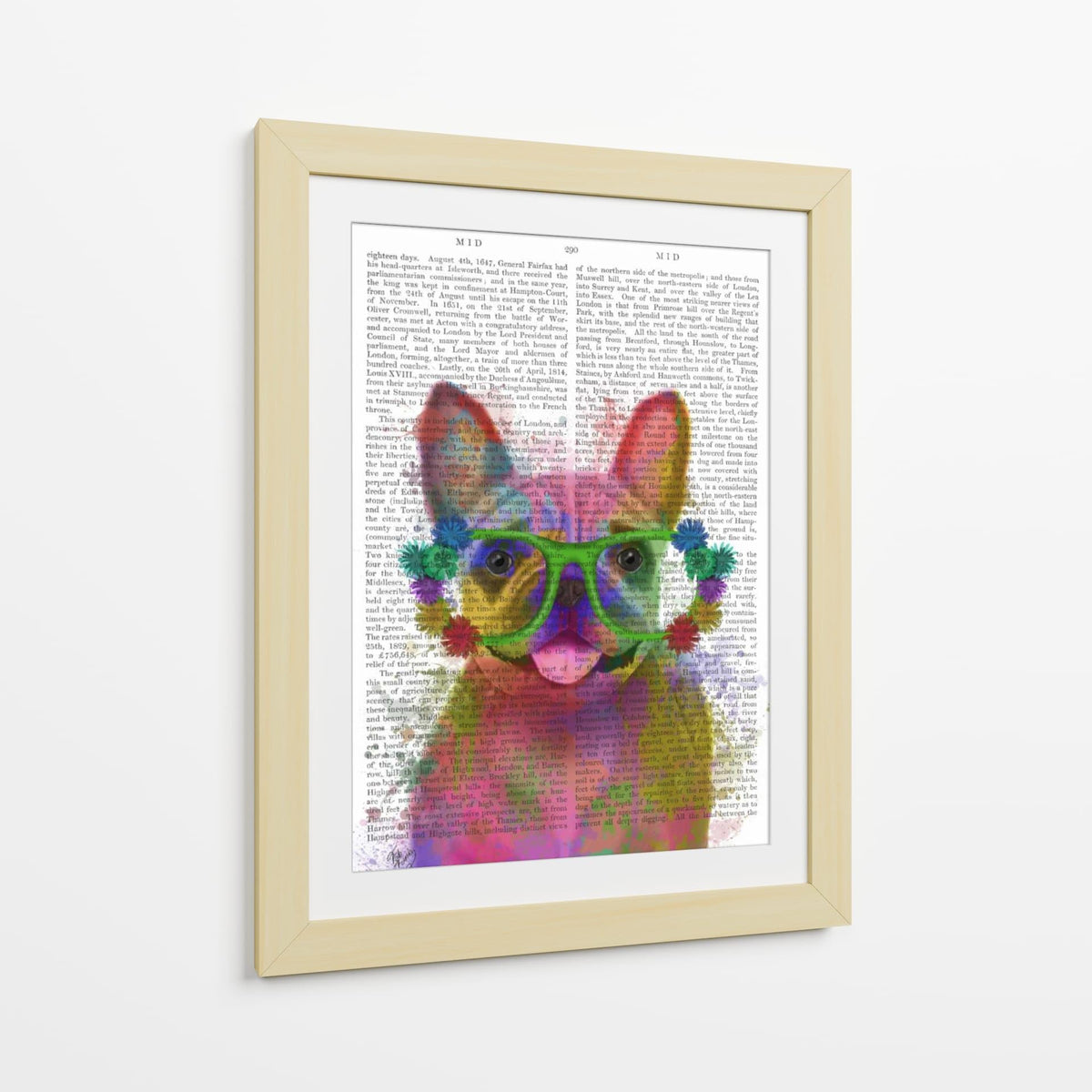 Canvas Lab | Rainbow Splash French Bulldog, Portrait by Fab Funky | 30 x 40 in | Canvas Print Wall Art | Animals, Dogs, Nature, Whimsical | Wall Decor for Bedroom, Living Room or Office