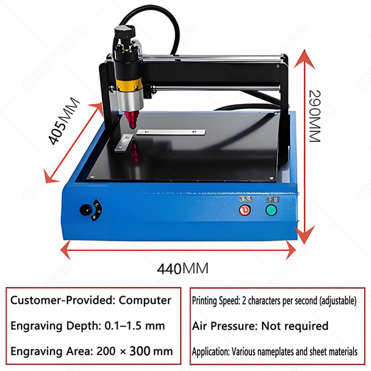 400W Electric Metal Marking Machine Dot Peen Marking Machine for Industrial Nameplate Dog Tag Steel Plate,3 Adjustable Force Levels,Marking Depth: 0.1-1.5mm,Marking Range 300 * 200MM
