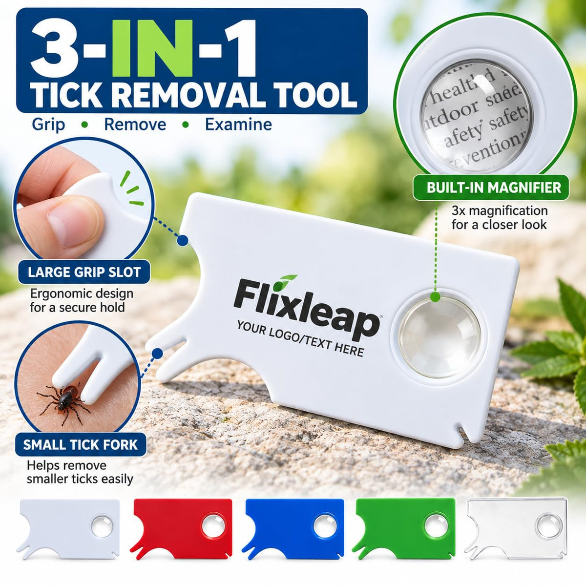 Custom Tick Remover Card with Magnifier for Dogs Bulk Tool (500)