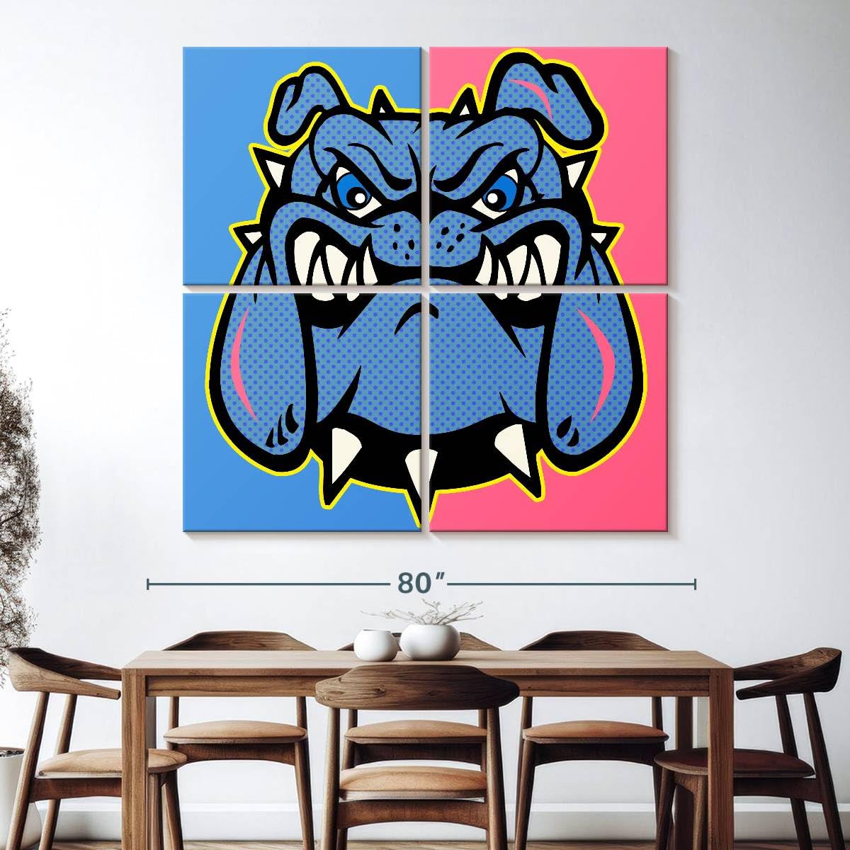 ElephantStock Bulldog II 4-Piece Canvas Wall Art 74"x74"