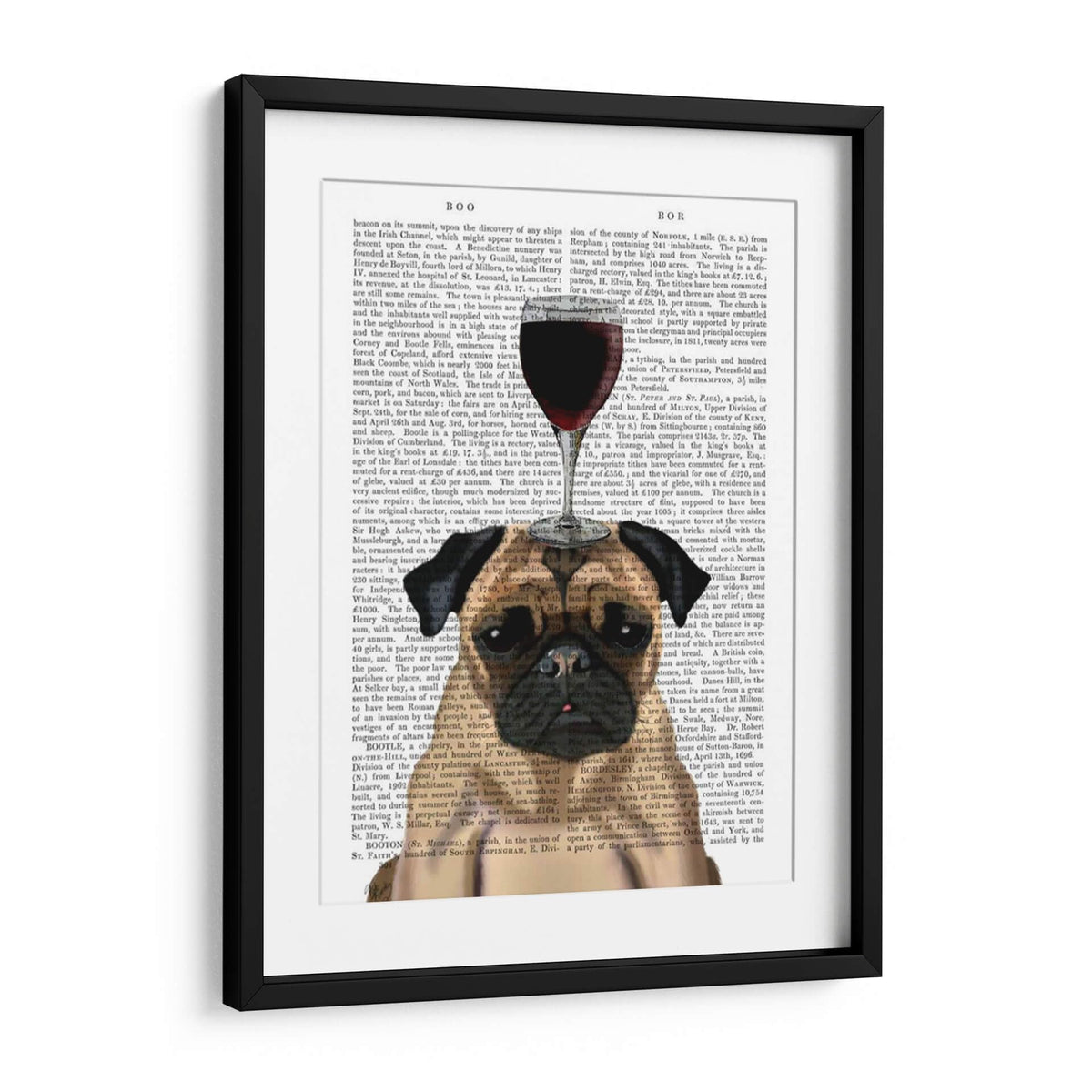 Canvas Lab | Dog Au Vin, Pug by Fab Funky | 30 x 40 in | Canvas Print Wall Art | Animals, Dogs, Nature, Whimsical | Wall Decor for Bedroom, Living Room or Office