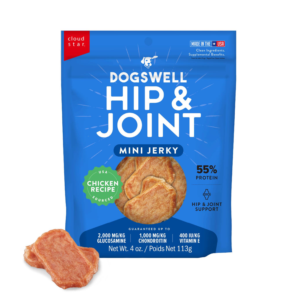 DOGSWELL Jerky Hip and Joint Dog Treats Grain Free Made in USA Only, Glucosamine and Chondroitin, 24 oz Chicken (Pack of 12)