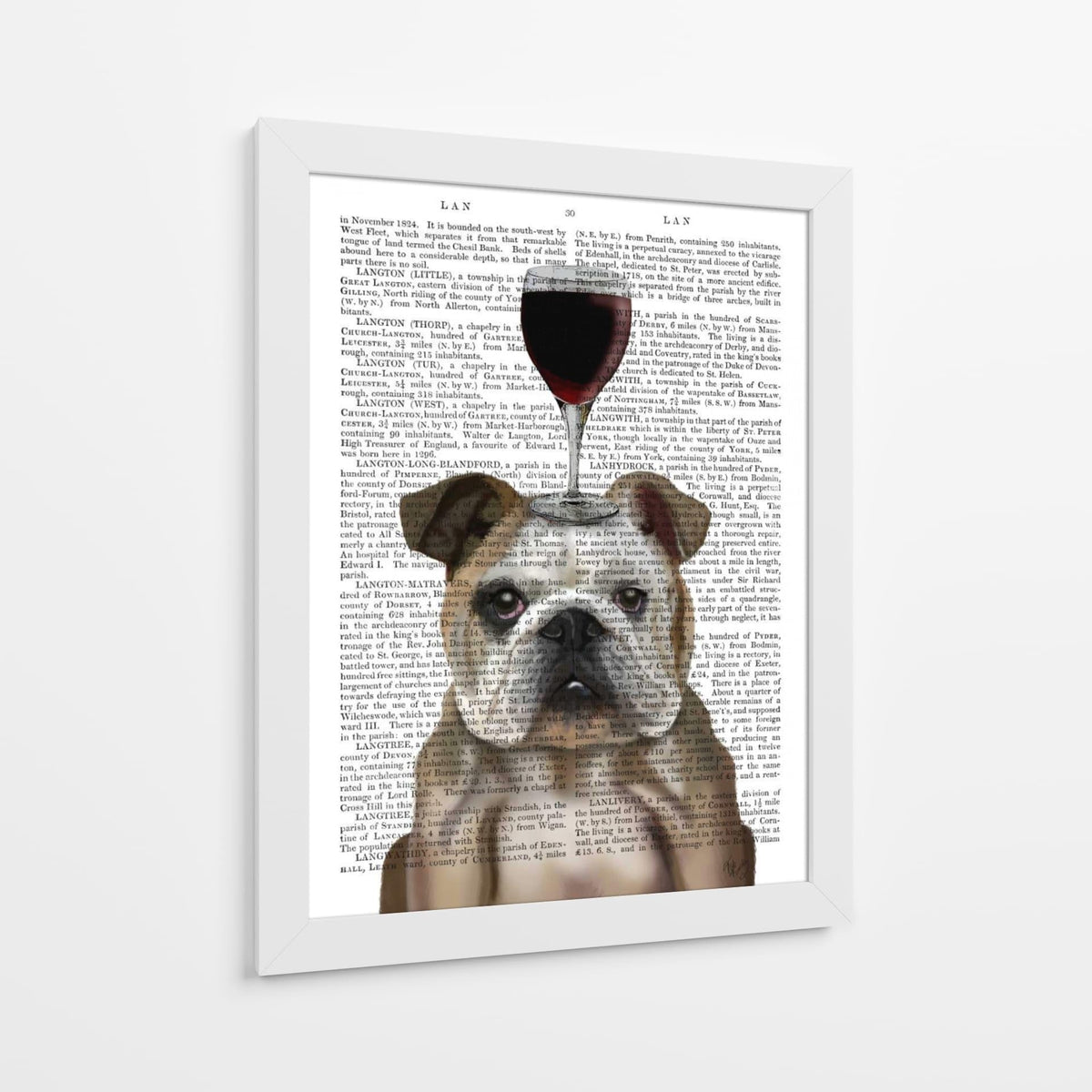Canvas Lab | Dog Au Vin, English Bulldog by Fab Funky | 30 x 40 in | Canvas Print Wall Art | Animals, Dogs, Nature, Whimsical | Wall Decor for Bedroom, Living Room or Office