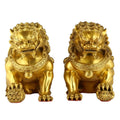Brass Foo Dogs Statues Pair, Chinese Guardian Lions Figurines, Feng Shui Decor for Home Office, Protection Prosperity Wealth Symbol, Brass Tabletop Sculpture,9.8" H x 11" L x 5.9" W 19.4lb