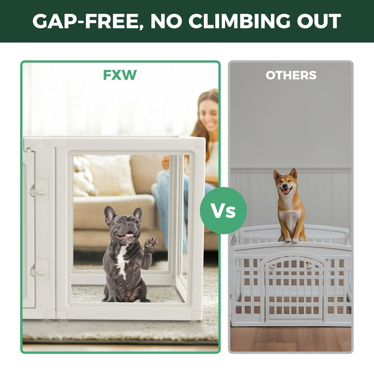 FXW AuraSpace Clear Acrylic Indoor Dog Playpen, 30" H, 16 Panels, White