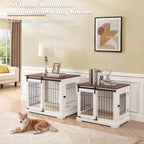 Dog Crate Furniture, Side Opening Wooden Dog Crate, Indoor Side Table, All Season Furniture Dog Crate with Tray and Cushion for Medium and Large Dogs(Large)