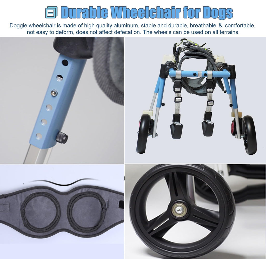 4 Wheels Dog Wheel Chair Pet Mobility Aid, XS/S/M/L/XL/XXL Full Support Assist, Doggie Wheelchair Leg Braces for Disabled Handicapped Injured Lame