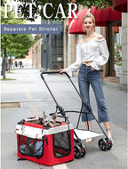 Breathable Dog Pet Stroller for Cat Dog and More Foldable Carrier Cart Dog Strollers for Small Dogs Clearance Lightweight Dog Stroller for 2 Dogs Cats (Red)