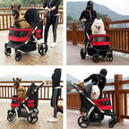 Portable Cat Dog Pet Stroller, Easy to Fold Large and Medium Pet Jogging Stroller, Multifunction Pet Travel System(Gray-1)
