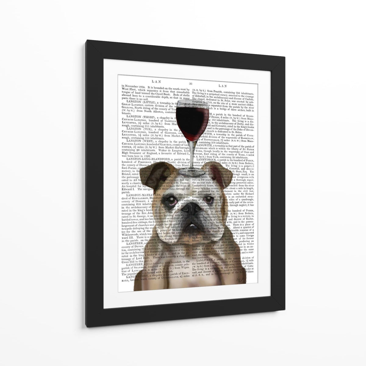 Canvas Lab | Dog Au Vin, English Bulldog by Fab Funky | 30 x 40 in | Canvas Print Wall Art | Animals, Dogs, Nature, Whimsical | Wall Decor for Bedroom, Living Room or Office