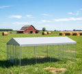 Large Outdoor Dog Kennel with Waterproof Canopy & Built-in Elevated Feeder, Heavy Duty Galvanized Steel Frame,Escape-Proof Chain Link Pet Playpen for Large Dogs, Adjustable Height Bowls (20x10 FT)