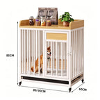 Furniture Pet Cage with Universal Wheels, Indoor Wooden Dog Crate