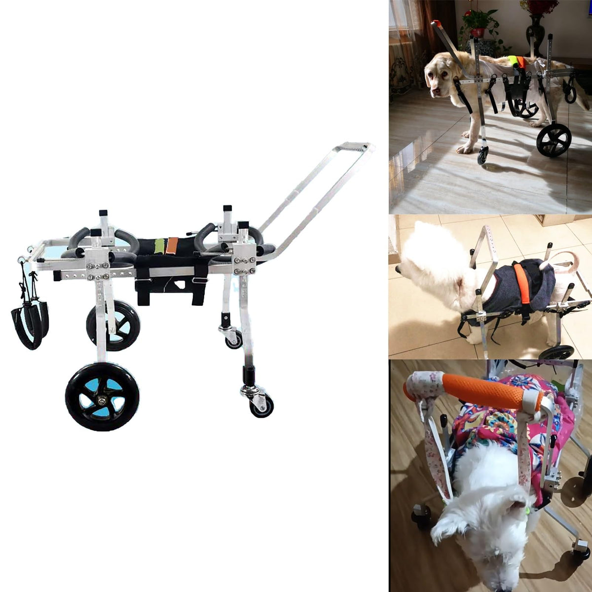 2 to 132 Lbs Animal Exercise Wheelchair for Dog, Large Medium Small Size Pets Cart with Front and Back Wheels, Recover Mobility Rehabilitation Brace (Size : Size XL)