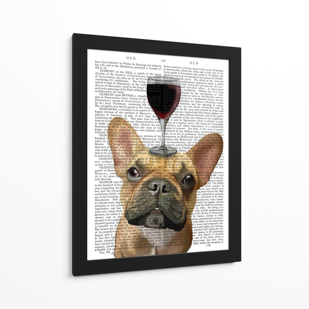 Canvas Lab | Dog Au Vin, French Bulldog by Fab Funky | 30 x 40 in | Canvas Print Wall Art | Animals, Dogs, Nature, Whimsical | Wall Decor for Bedroom, Living Room or Office
