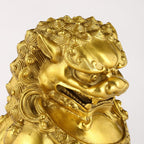 Brass Foo Dogs Statues Pair, Chinese Guardian Lions Figurines, Feng Shui Decor for Home Office, Protection Prosperity Wealth Symbol, Brass Tabletop Sculpture,9.8" H x 11" L x 5.9" W 19.4lb