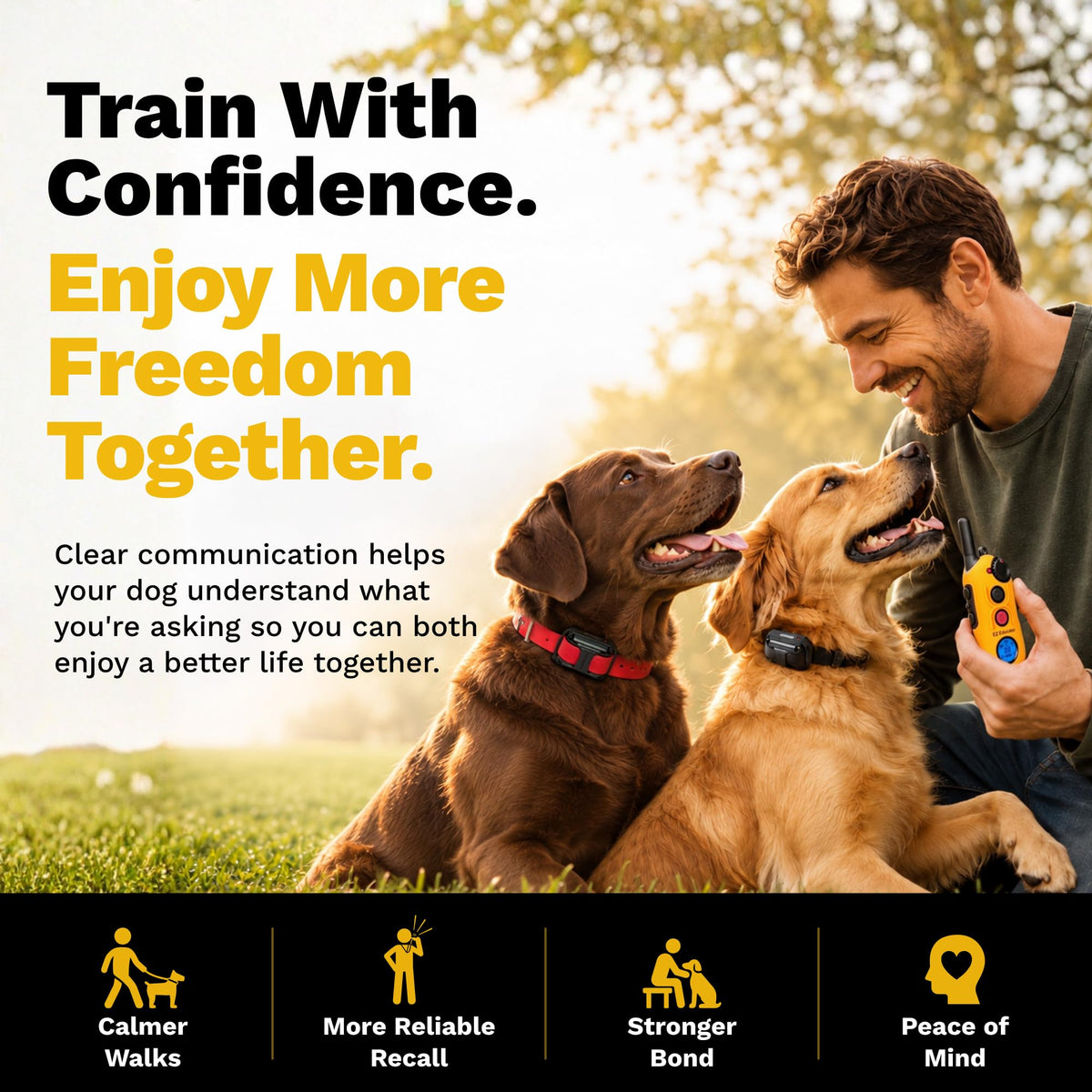 Educator EZ-902 E Collar for Dog Training with Remote - 1/2 Mile Range, Waterproof, 256 Blunt Stimulation Levels, Tone or Vibration Mode, Night Light for Small, Medium & Large Dogs (2 Dogs)
