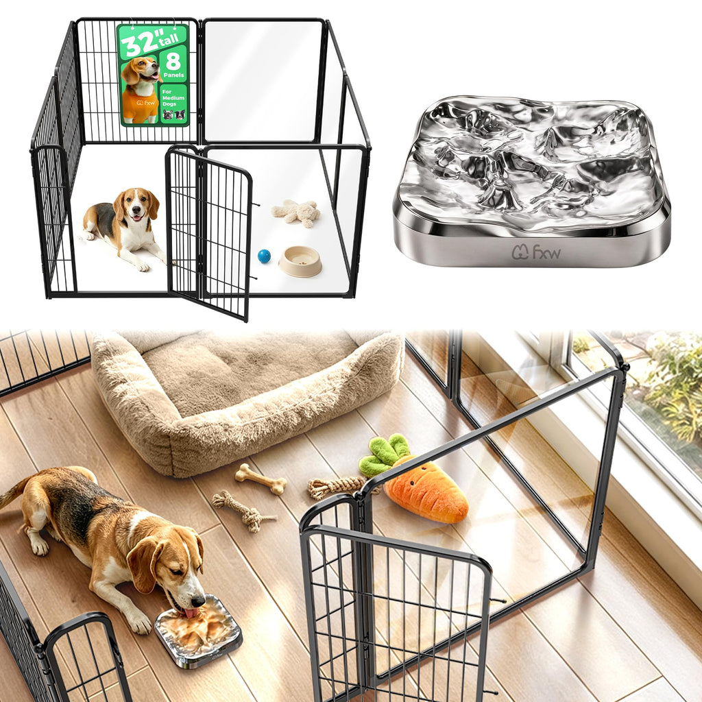 FXW AuraSpace Pro Acrylic & Wire Dog Playpen with Divider, 32"H, 12 Panels