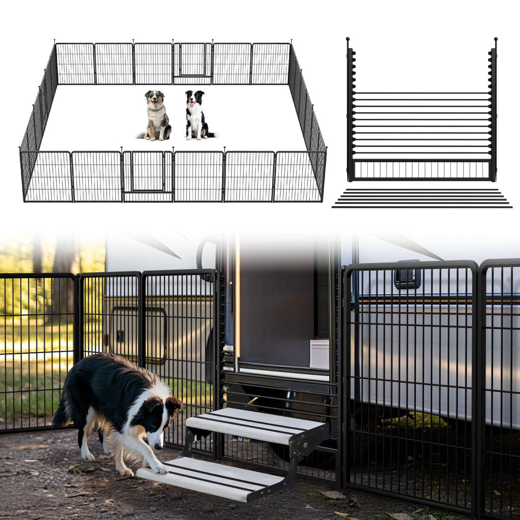 FXW Instant Dog Playpen with RV Step Grid for RV Camping, 40"H, 32 Panels