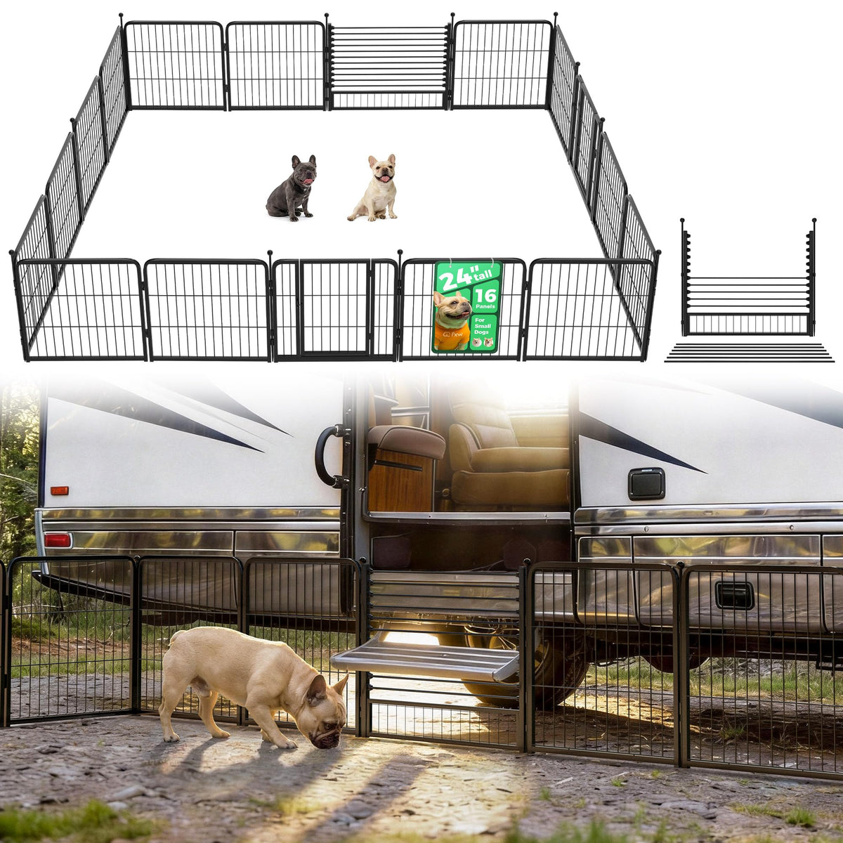 FXW Instant Dog Playpen with RV Step Grid for RV Camping, 40"H, 32 Panels