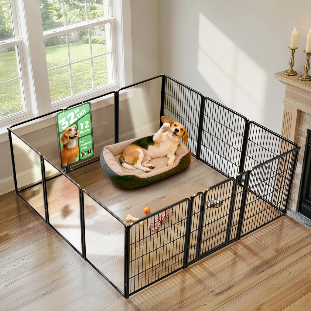 FXW AuraSpace Pro Acrylic & Wire Dog Playpen with Divider, 32"H, 12 Panels