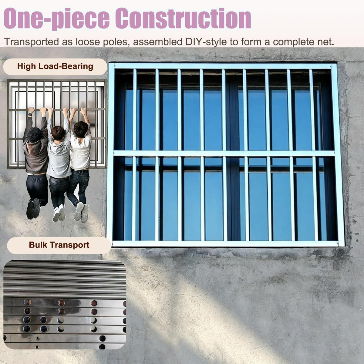 Security Bars Windows Prevent Burglary for Outside 203 cm Tall