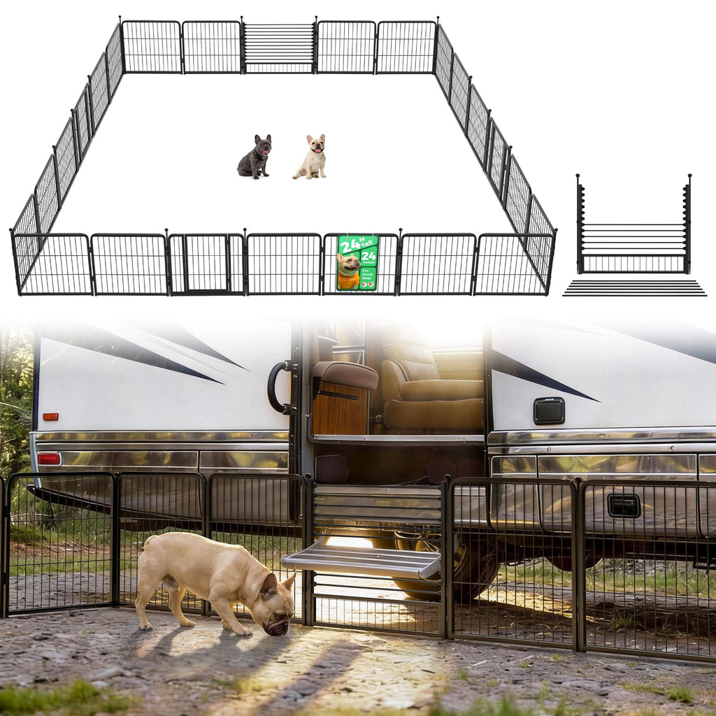 FXW Instant Dog Playpen with RV Step Grid for RV Camping, 40"H, 32 Panels