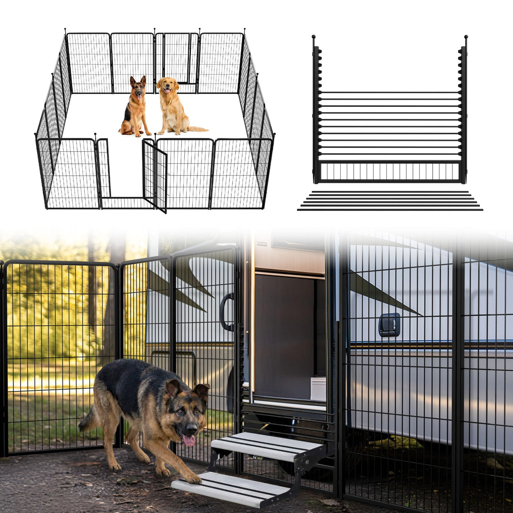 FXW Instant Dog Playpen with RV Step Grid for RV Camping, 40"H, 32 Panels