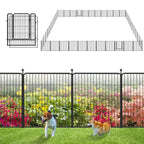 Garden Fence with Gate Metal Fencing Outdoor for Yard, 32in x147ft 64 Panels Outdoor Dog Fence Temporary Fence for Dogs Outside, Rustproof Garden Fencing Flower Bed Edging for Patio