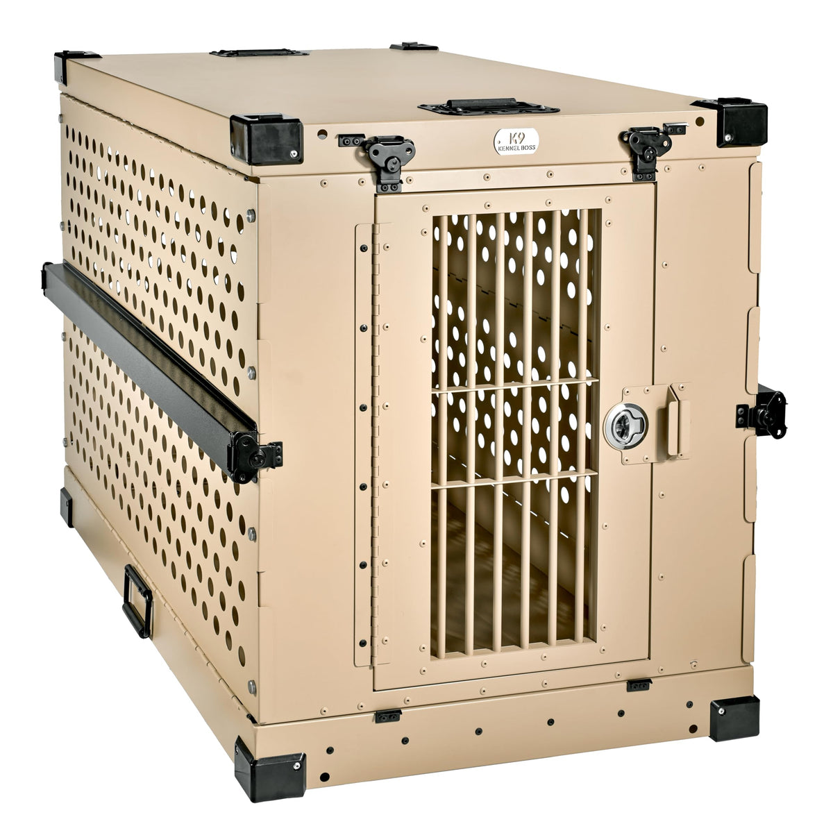 K9 Kennel Boss - Heavy Duty Fully Collapsible Powder-Coated Aluminum Dog Crate - Medium (Gray)