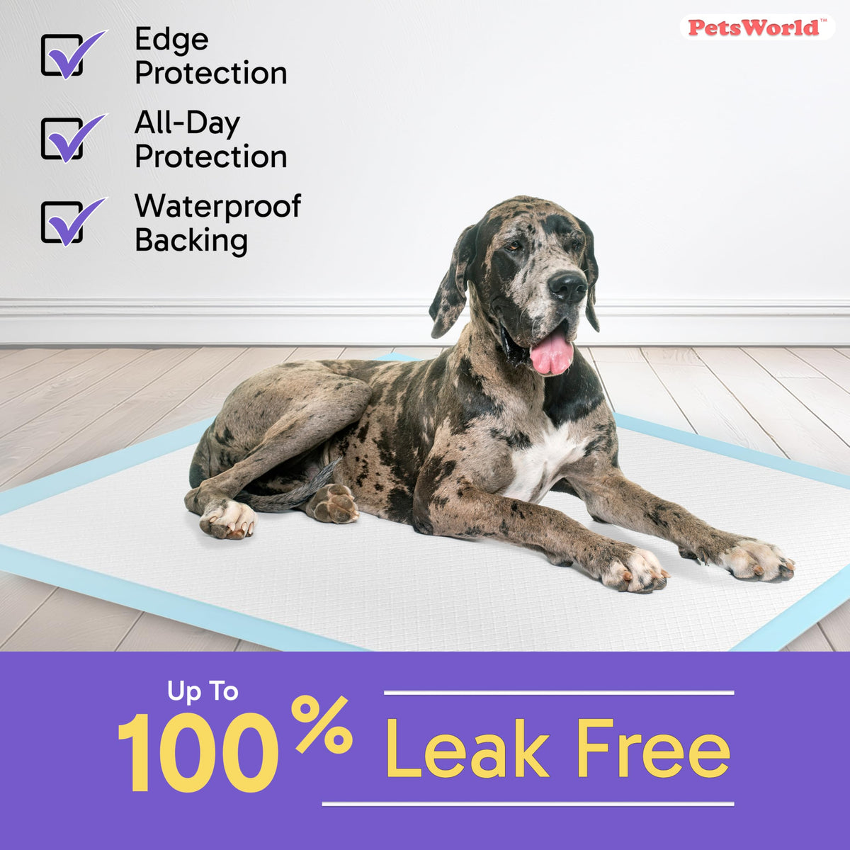 PETSWORLD Giant Dog Potty Pads, Odor-Eliminating, 36" x 36", Ultra Absorbent 5-Layer Leak-Proof Training Pads for Dogs & Cats (36x36, 1200 Count)
