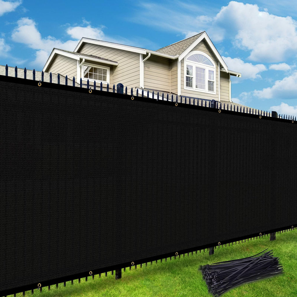 UPGRADE 8'X255'Customized Privacy Fence Cover – UV Resistant HDPE Mesh for Dog Kennels, Job Sites, Commercial Fence, Backyard Dark Green