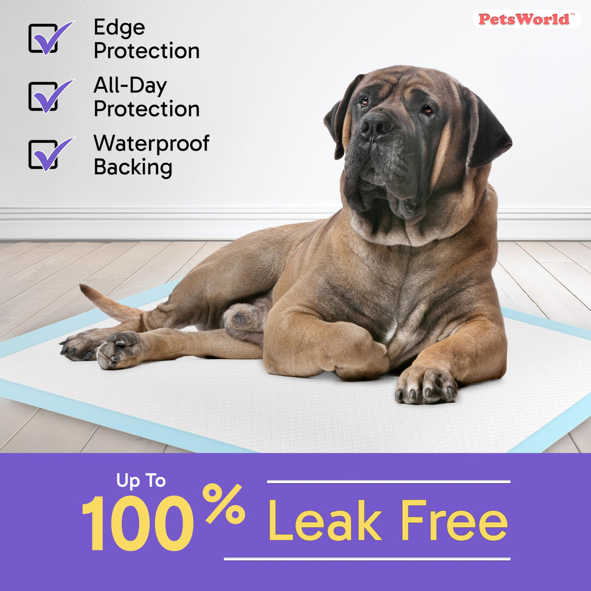 PetsWorld 2XL Dog Pee Pads 28"x44" 600 Count – Extra Large Pet Pee Pads for Dogs & Puppies, Heavy Duty Leak-Proof Dog Training Pads, Super Absorbent Quick-Dry Potty Pads with Odor Control