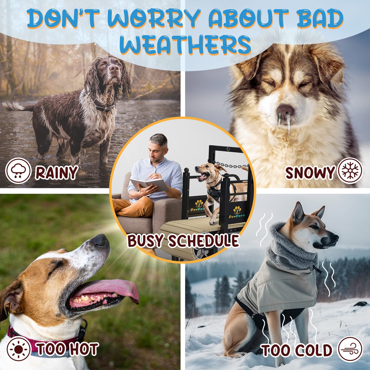 PawPaw's Dog Treadmill for Large Dogs, Medium Dogs with Brake. Dog Slatmill for Healthy & Fit Dog Life, Dog Treadmill for Indoor & Outdoor. Treadmill for Dogs up to 330 lbs