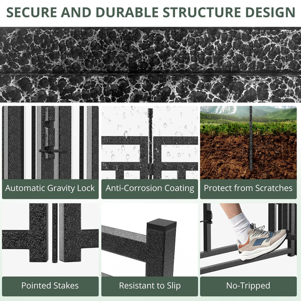 47" H 48-Panel Metal Dog Playpen for Yard & RV, Black Silver