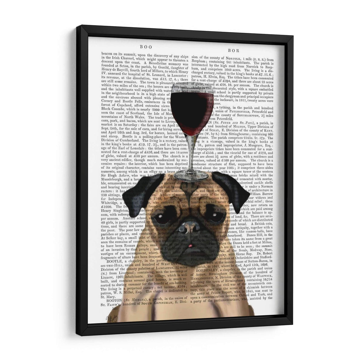 Canvas Lab | Dog Au Vin, Pug by Fab Funky | 30 x 40 in | Canvas Print Wall Art | Animals, Dogs, Nature, Whimsical | Wall Decor for Bedroom, Living Room or Office