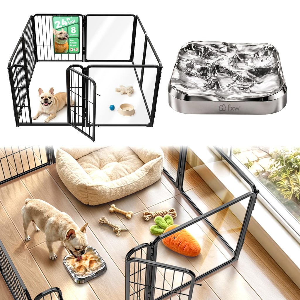 FXW AuraSpace Pro Acrylic & Wire Dog Playpen with Divider, 32"H, 12 Panels