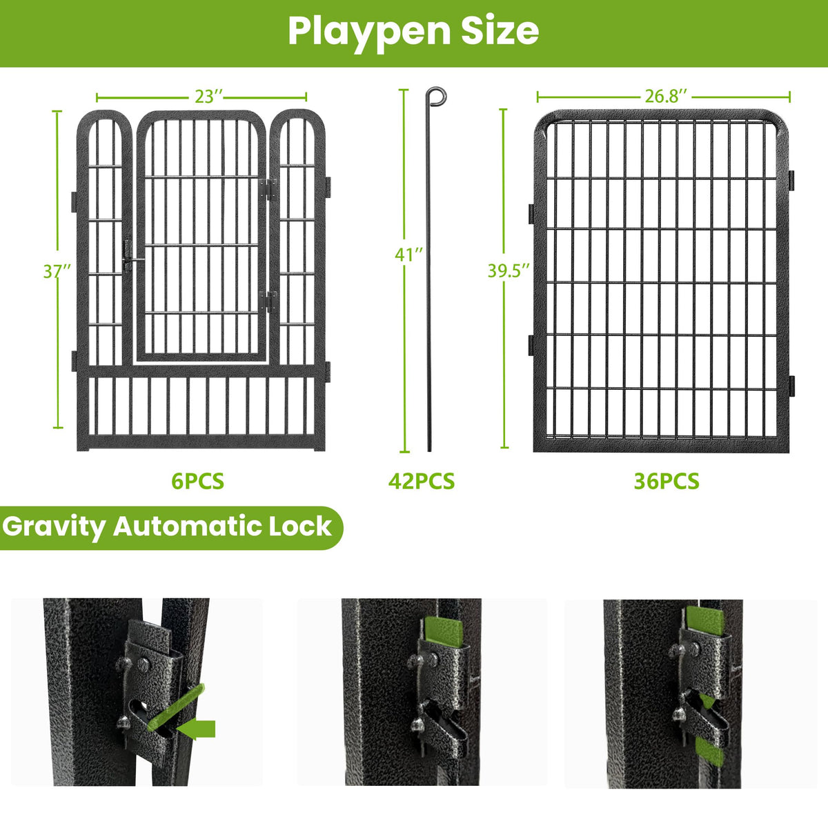 Dog Playpen Outdoor 40 Inch Height Extra Wide Outdoor Dog Fence, 42 Panels Large Pet Playpen Indoor Portable Fence Indoor Anti-Rust Pet Fence with Doors Dog Pen Outside for RV Camping Yard