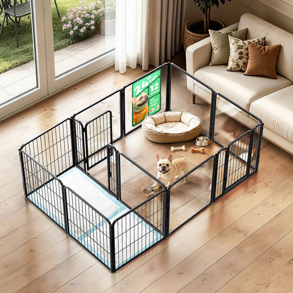 FXW AuraSpace Pro Acrylic & Wire Dog Playpen with Divider, 32"H, 12 Panels