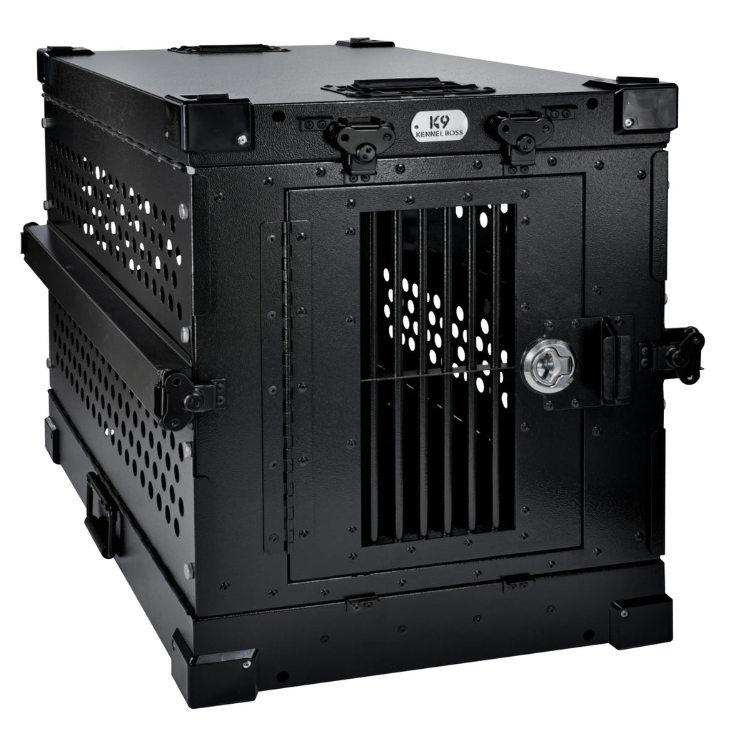 K9 Kennel Boss - Heavy Duty Fully Collapsible Powder-Coated Aluminum Dog Crate - Medium (Gray)